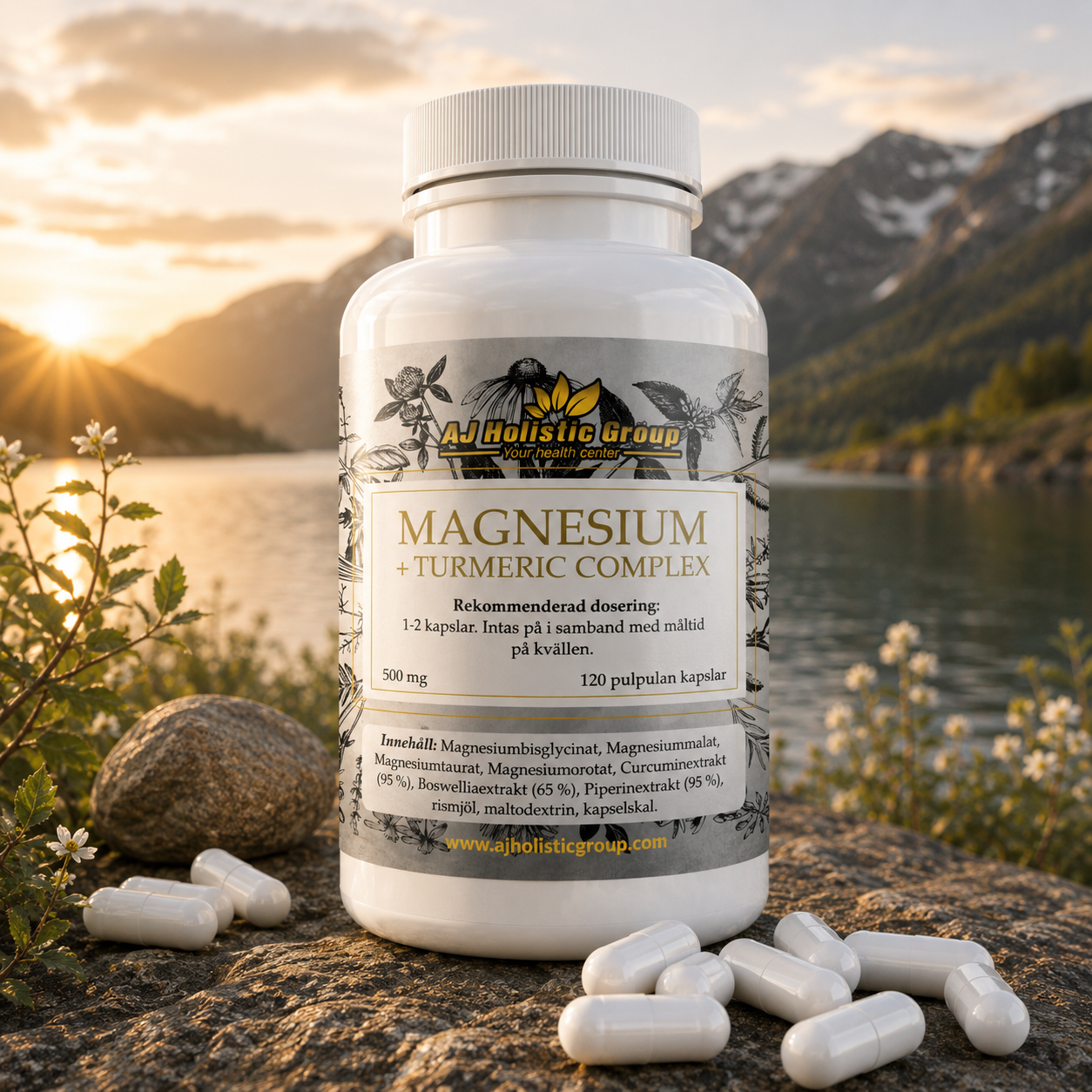 Magnesium + Turmeric Complex – 120 kapslar